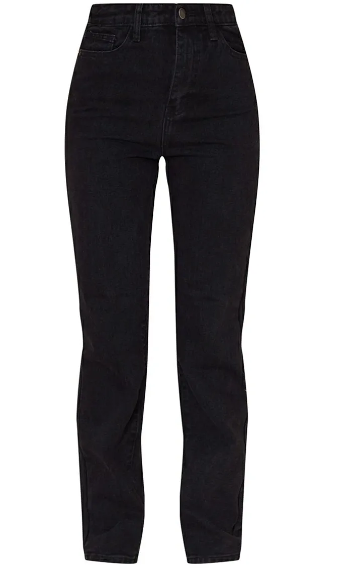 PRETTYLITTLETHING Tall Black High Waisted Straight Leg Jean