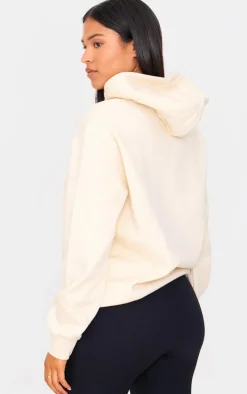 PRETTYLITTLETHING Tall Cream Oversized Badge Detail Hoodie