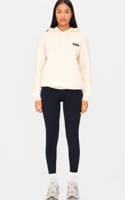PRETTYLITTLETHING Tall Cream Oversized Badge Detail Hoodie