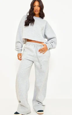 PRETTYLITTLETHING Tall Grey Marl Drawstring Wide Leg Sweatpants