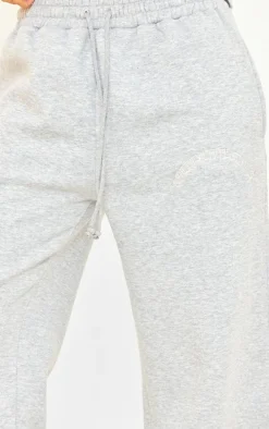 PRETTYLITTLETHING Tall Grey Marl Drawstring Wide Leg Sweatpants