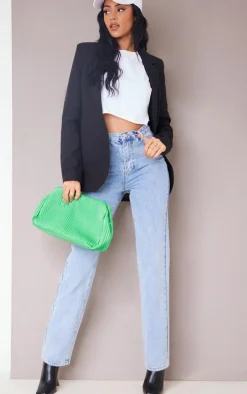 PRETTYLITTLETHING Tall Light Blue High Waist Straight Leg Jeans