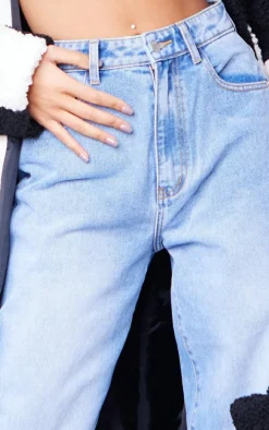 PRETTYLITTLETHING Tall Light Blue Washed High Waist Boyfriend Jeans