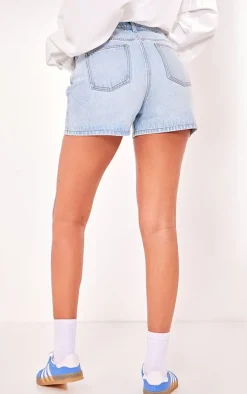 PRETTYLITTLETHING Tall Light Blue Wash Mom Denim Shorts