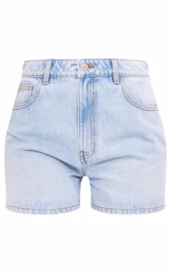 PRETTYLITTLETHING Tall Light Blue Wash Mom Denim Shorts