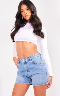 PRETTYLITTLETHING Tall Vintage Mid Wash Mom Denim Shorts