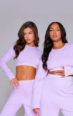 PRETTYLITTLETHING Tape Baby Pink Long Sleeve PJ Top