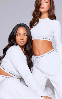 PRETTYLITTLETHING Tape Cream PJ Pant