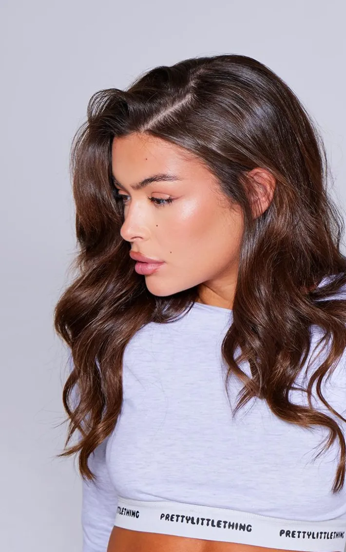 PRETTYLITTLETHING Tape Grey Marl Long Sleeve PJ Top