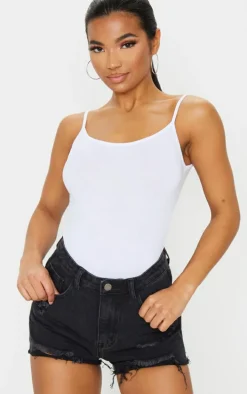 PRETTYLITTLETHING Washed Black Denim Ripped Shorts