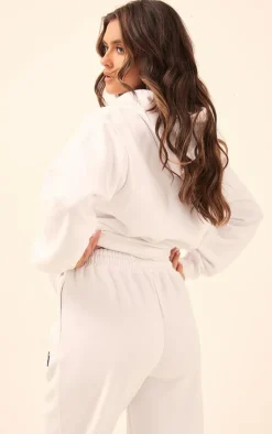 PRETTYLITTLETHING White Logo Badge Detail Oversized Hoodie