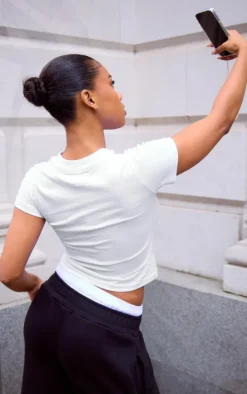 PRETTYLITTLETHING White Plt Embroidered Baby Doll Tee