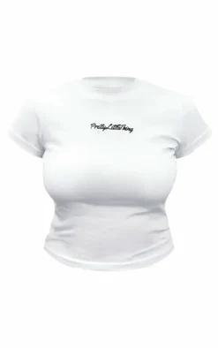 PRETTYLITTLETHING White Plt Embroidered Baby Doll Tee