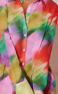 Purple Abstract Printed Oversized Beach Shirt