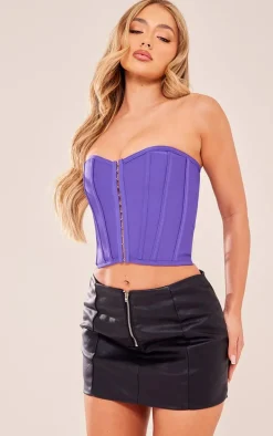 Purple Bandage Hook And Eye Structured Corset