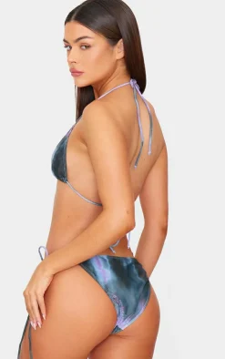 Purple Blur Print Triangle Bikini Top