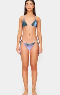 Purple Blur Print Triangle Bikini Top