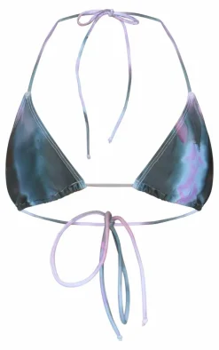 Purple Blur Print Triangle Bikini Top
