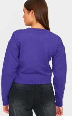 Purple Candy Cane Kisses Cropped Christmas Sweater