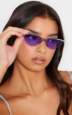 Purple Clear Lens Visor Sunglasses