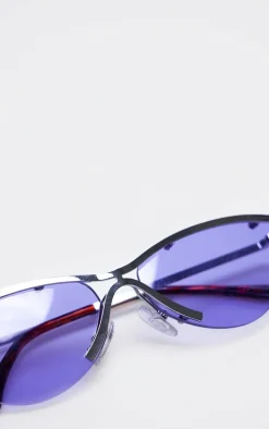 Purple Clear Lens Visor Sunglasses