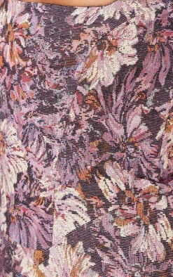 Purple Floral Jacquard Print Corset Mini Shift Dress