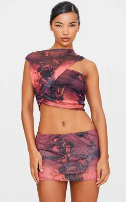 Purple Floral Printed Layered Top