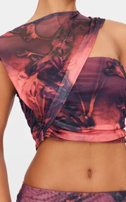 Purple Floral Printed Layered Top