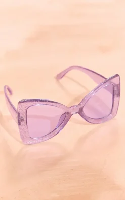 Purple Glitter Frame Oversized Sunglasses