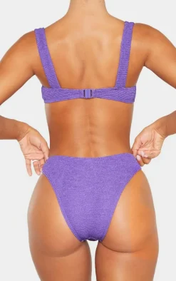 Purple Mini Crinkle Cheeky Bum Bikini Bottom