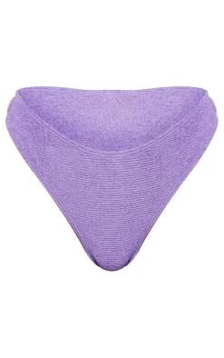 Purple Mini Crinkle Cheeky Bum Bikini Bottom