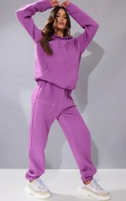 Purple Prettylittlething Graphic Embroidery Sweatpants