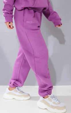 Purple Prettylittlething Graphic Embroidery Sweatpants
