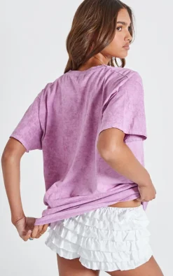Purple Vintage Car Washed Oversized T Shirt