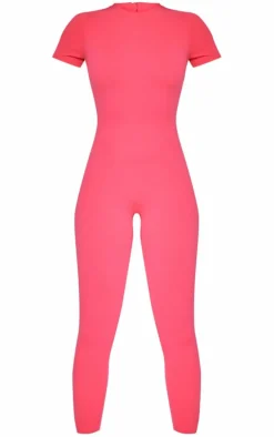 Raspberry Sculpt Short Sleeved Unitard