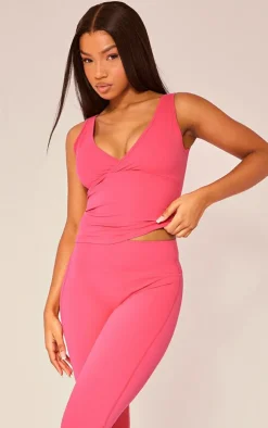 Raspberry Sculpt V Front Longline Padded Sports Bra