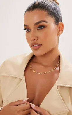 Real Gold Plated Long Link Necklace