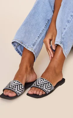 Real Leather White Sole Shell Beaded Mule Sandals