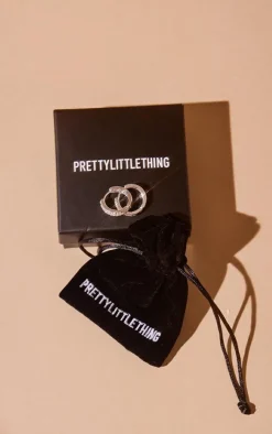 Real Silver Plated Double Diamante Row Hoop Earrings