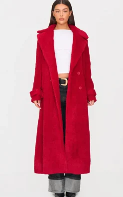 Red Borg Double Breasted Maxi Coat
