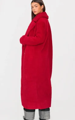 Red Borg Double Breasted Maxi Coat
