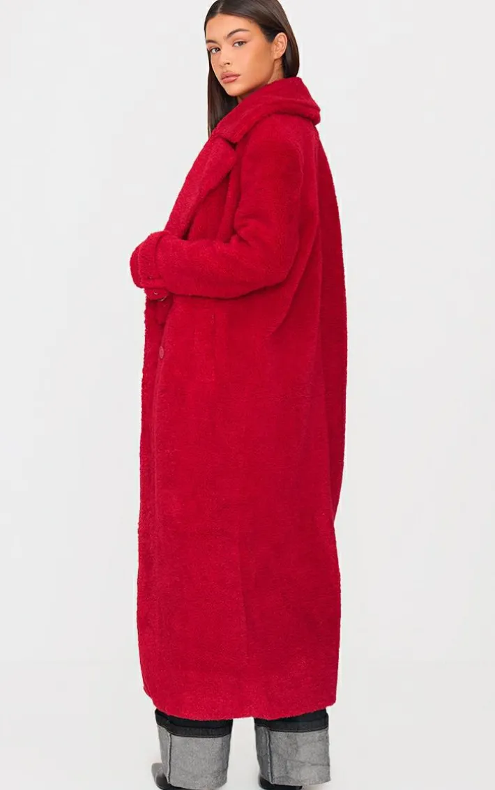 Red Borg Double Breasted Maxi Coat