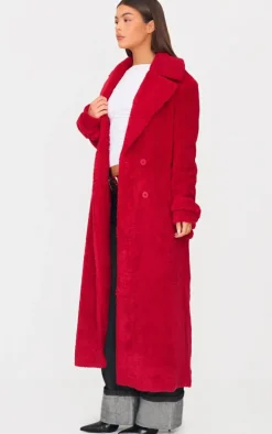 Red Borg Double Breasted Maxi Coat