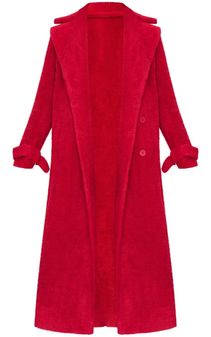 Red Borg Double Breasted Maxi Coat