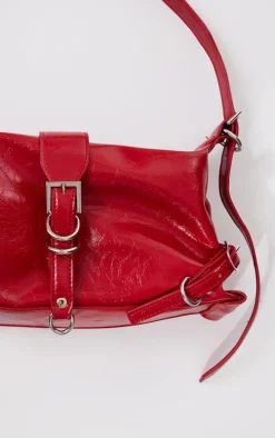 Red Buckle Shoulder Bag