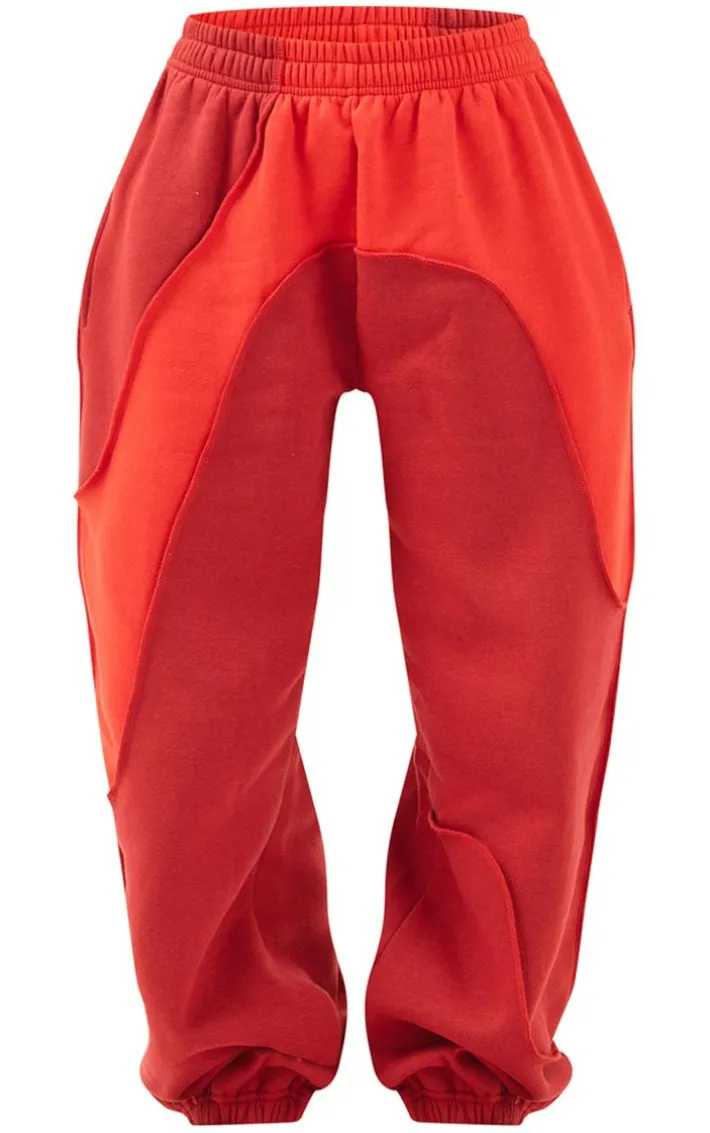 Red Color Block Sweat Cuffed Oversized Sweatpants