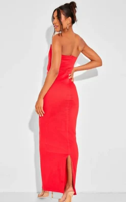 Red Corset Boned Bandeau Midaxi