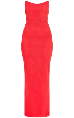 Red Corset Boned Bandeau Midaxi