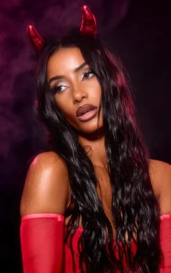 Red Fluffy Devil Horns Headband