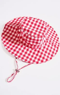 Red Gingham Toggle Bucket Hat